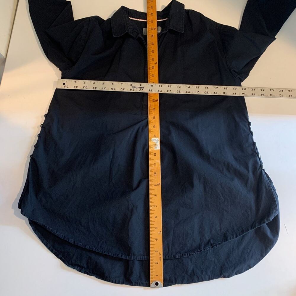 Anthropologie Shirt Women S Small Black Collared Popover Side Buttons Oversized - Picture 6 of 9